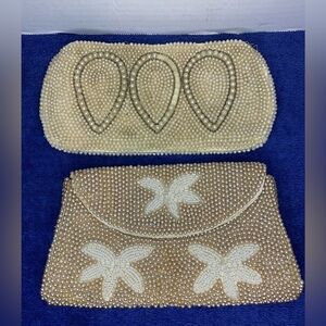 2 Vintage PEARL BEADED PURSE One Is By Dormar Evening Bag Clutch - Made in Japan